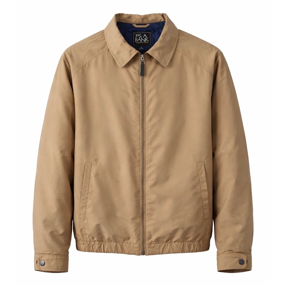 NEW Jos A Bank Traveler Collection Tan Full Zip Jacket Quilted Lining Men's XL